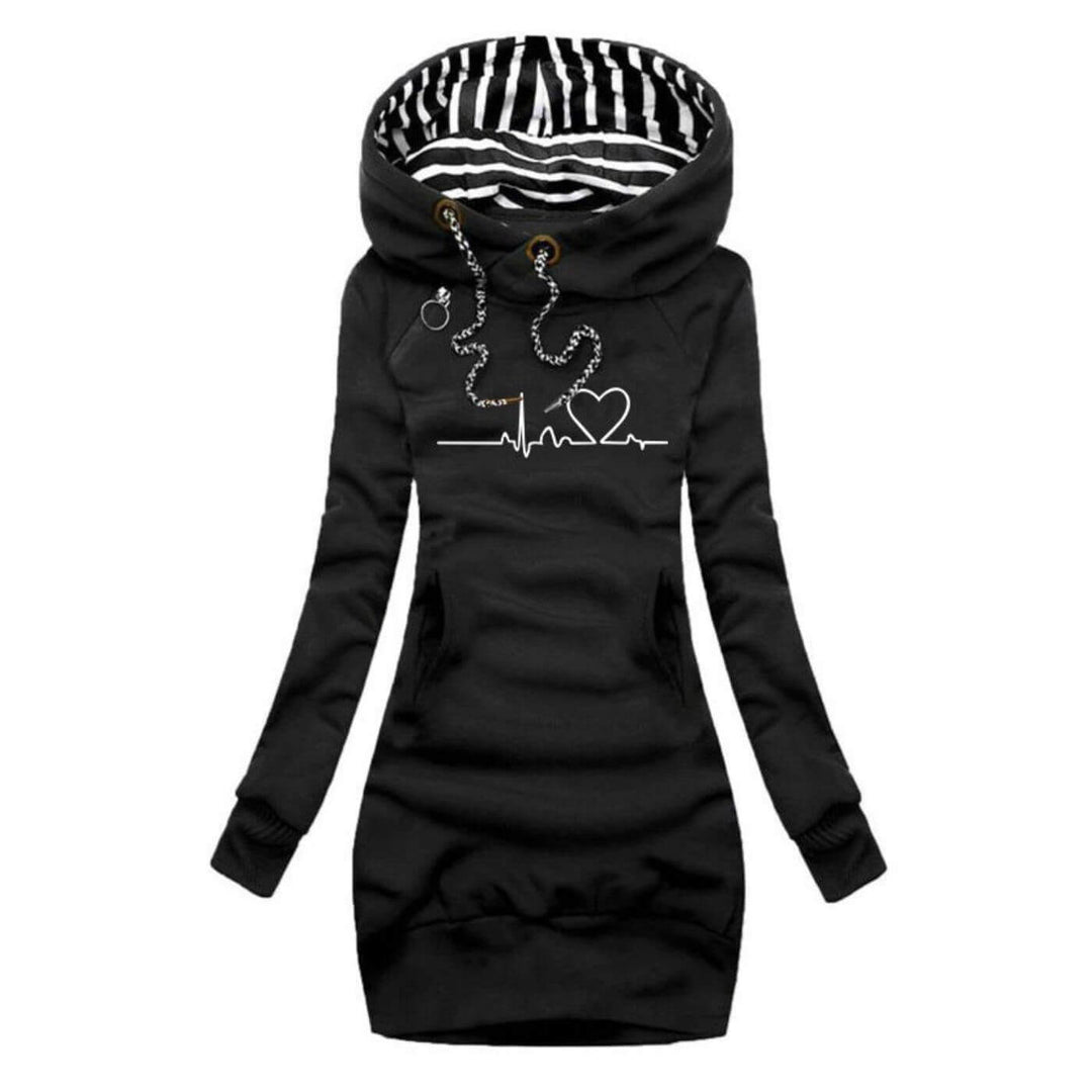 Salida | Kleid mit Kapuze und Herzklopfen-Druck