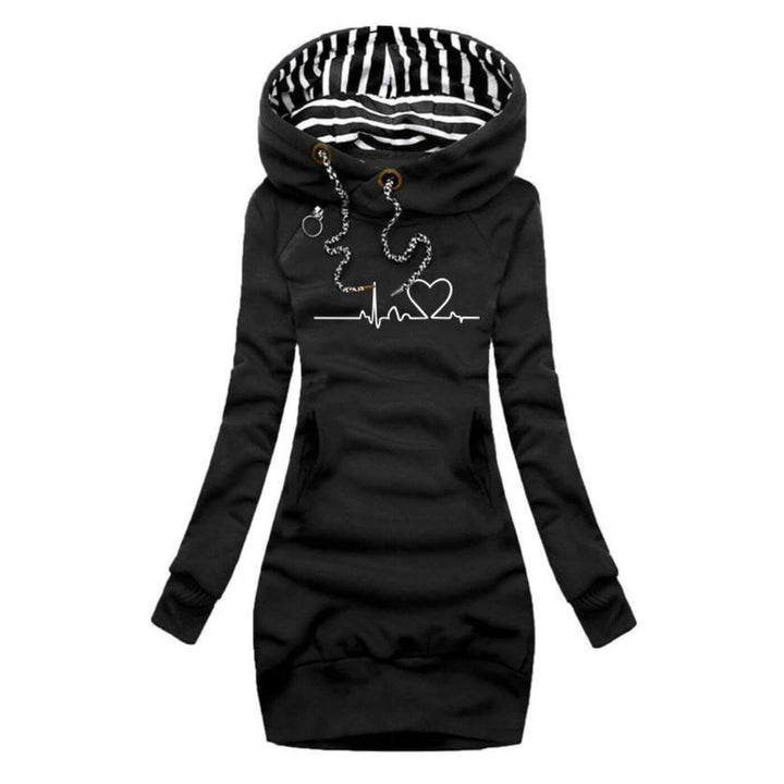 Salida | Kleid mit Kapuze und Herzklopfen-Druck