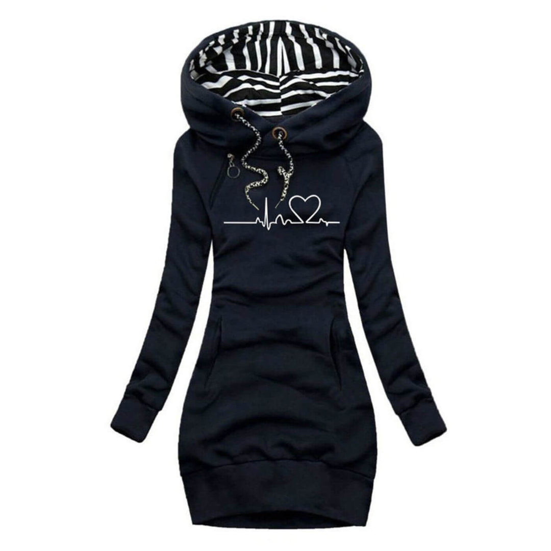 Salida | Kleid mit Kapuze und Herzklopfen-Druck
