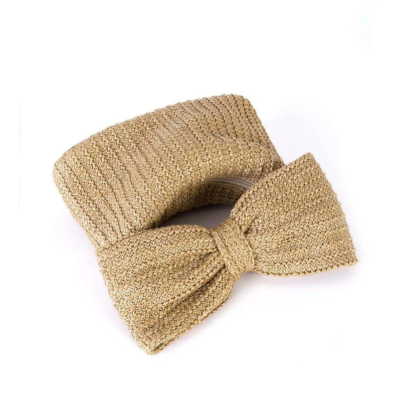 Bow Weave Handtasche mit Flechtoptik in Naturfarben