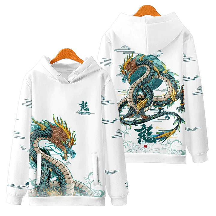 Year of The Dragon Hoodie mit edlem Print Design
