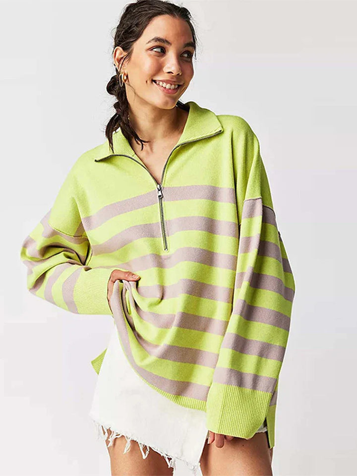 Aldina | Retro gestreifter Pullover mit weichem Kragenrand