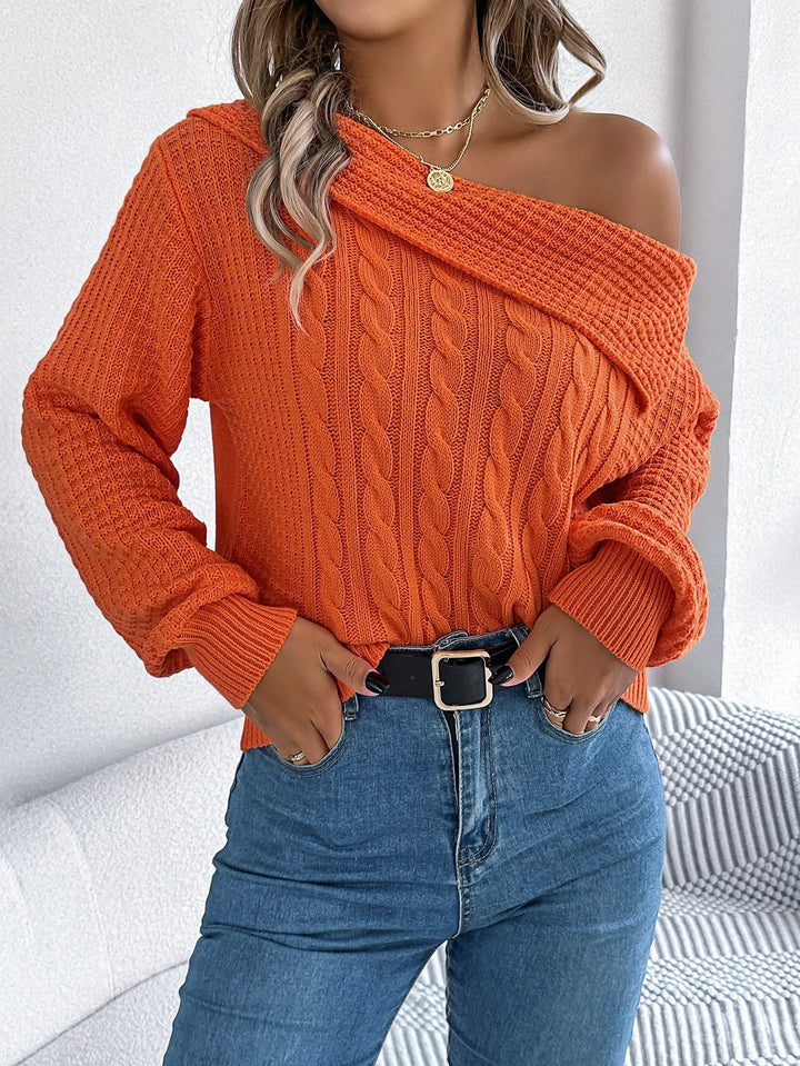 Maya | Schulterfreier Strickpullover im Modernen Stil