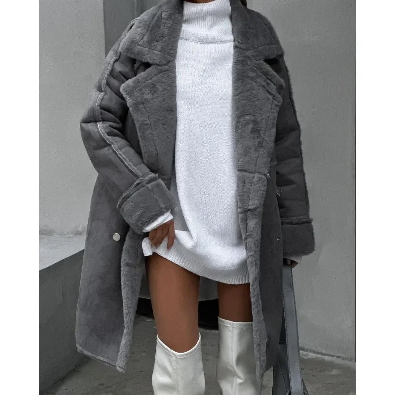Lina | Warmer Wintermantel aus weichem Kunstpelzstoff