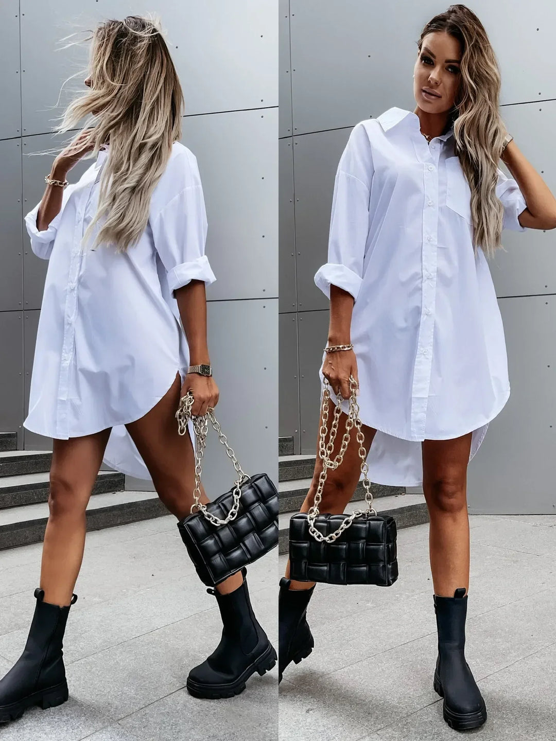 Kharri | Weißes übergroßes Hemdkleid für den Sommer