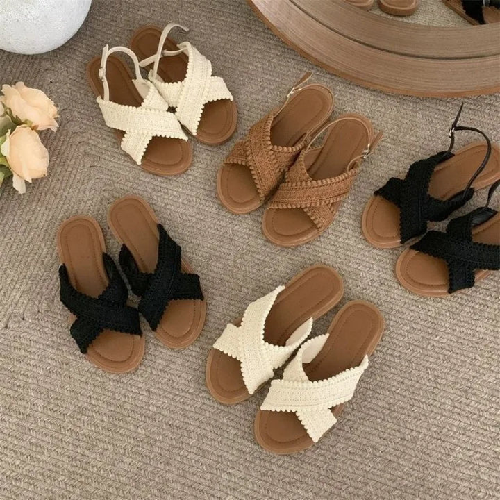 2024 Sommer Sandalen mit gekreuzten Bändern und Komfortsohle