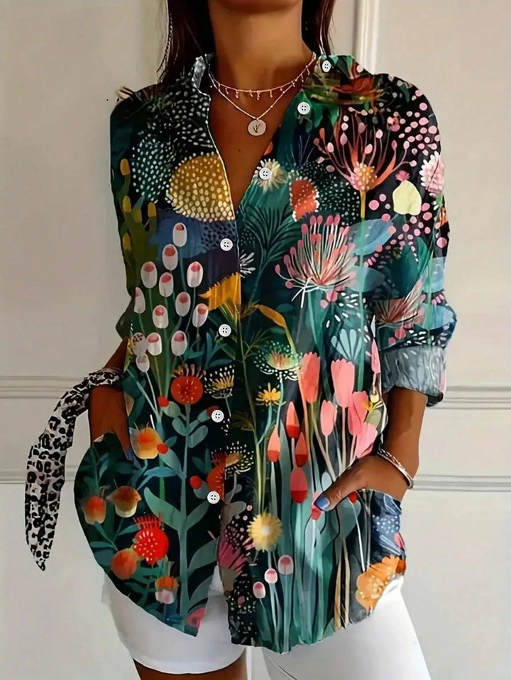 Amelia | Damenbluse mit elegantem abstraktem Print