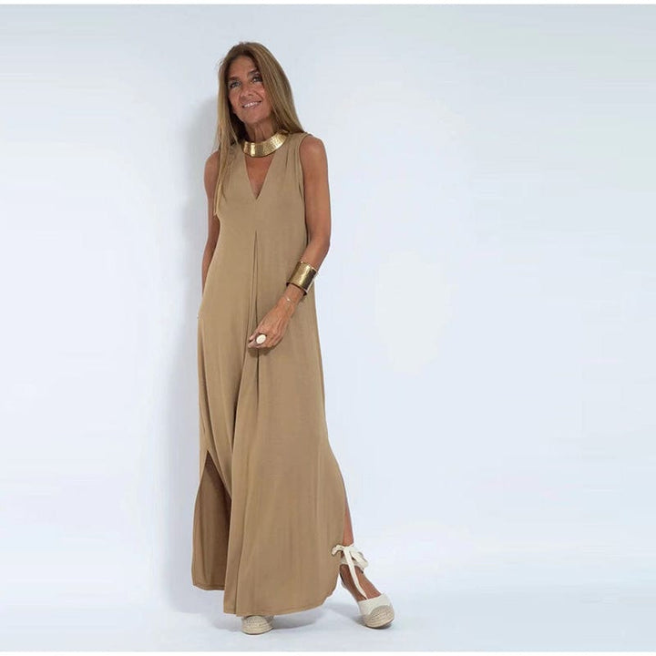 Beatrice | Elegantes langes Kleid und Strickjacke im Set