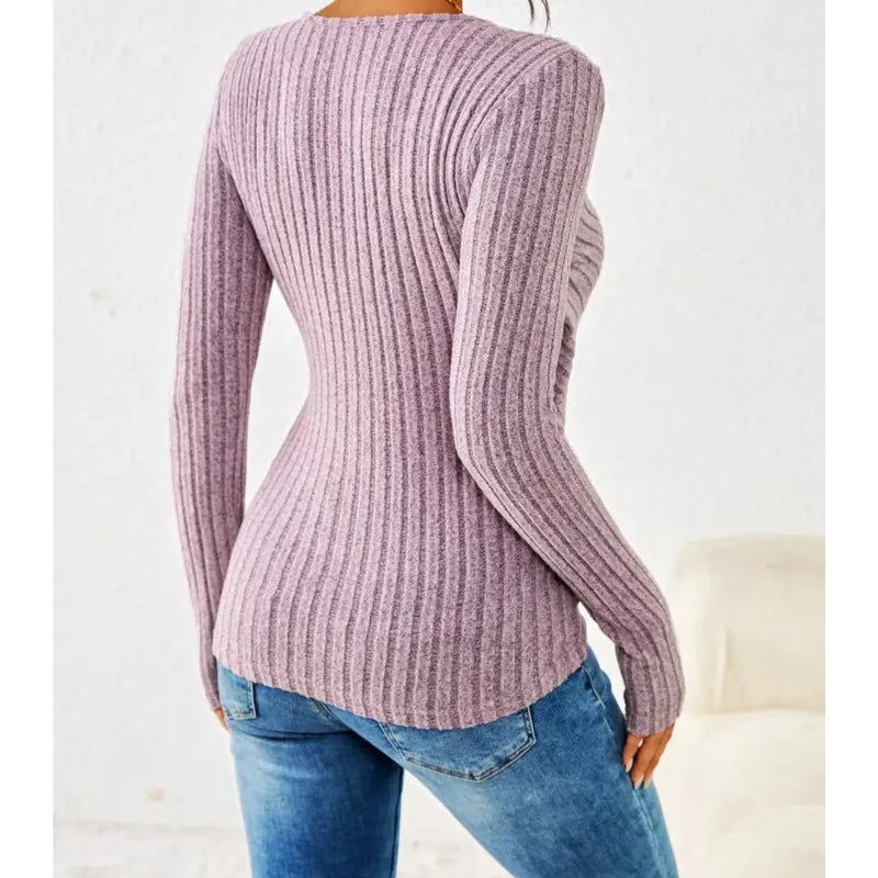 Figurformendes Langarmhemd mit elegantem V-Futter für Damen