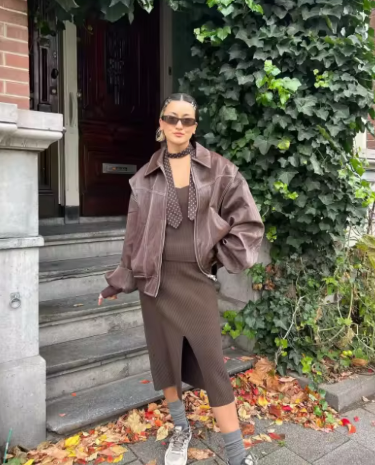 Faye | Lederjacke in Übergröße mit Reißverschluss