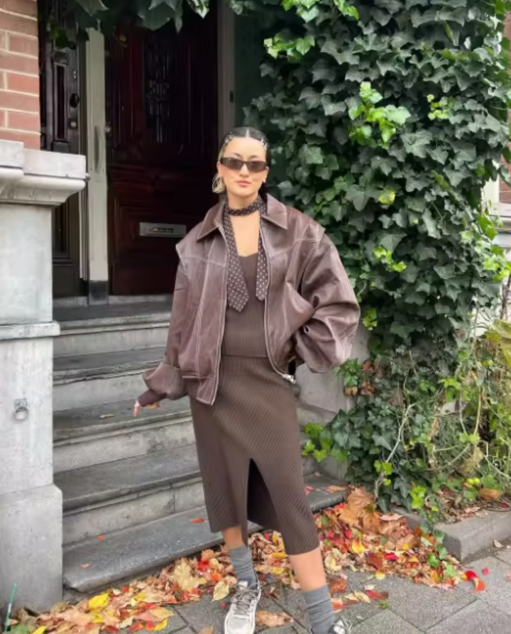 Faye | Lederjacke in Übergröße mit Reißverschluss