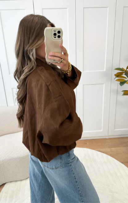 Melina | Schicke Wildlederjacke mit Knopfleiste