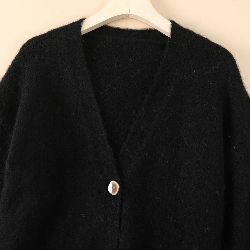 Luxuriöse Kaschmir-Woll-Strickjacke mit Taschen