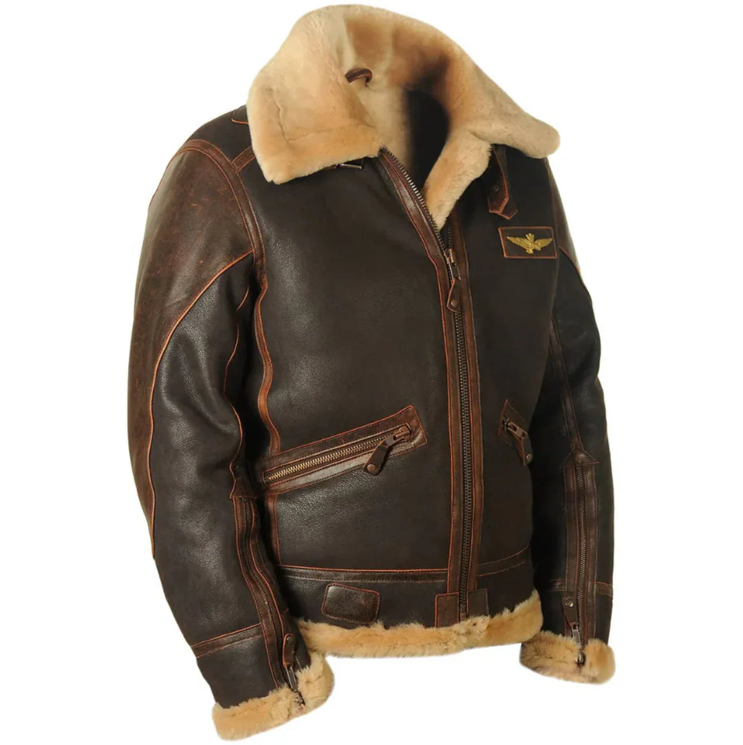 Carl Lederjacke mit Vintage-Look und Reißverschluss