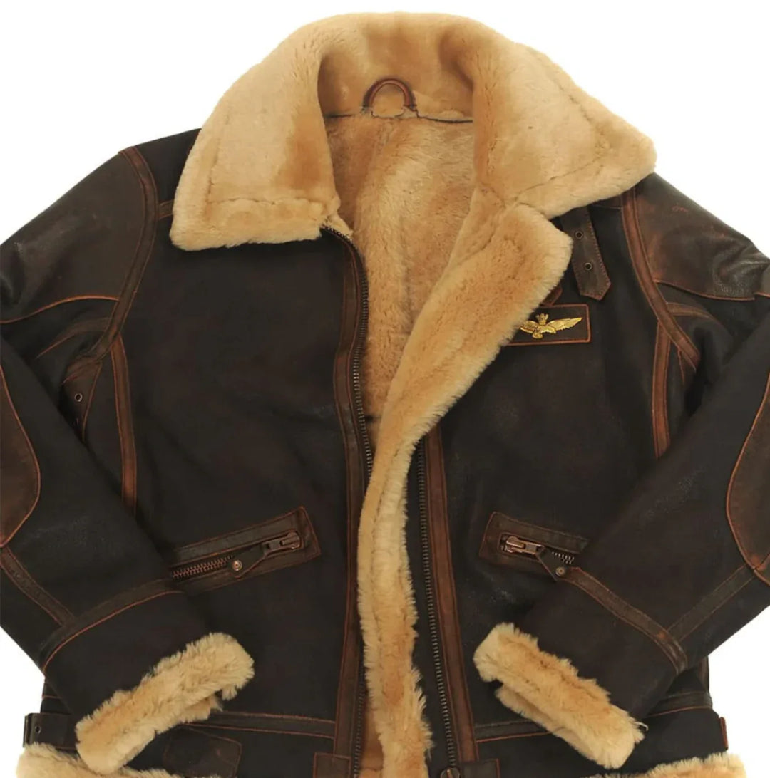 Carl Lederjacke mit Vintage-Look und Reißverschluss