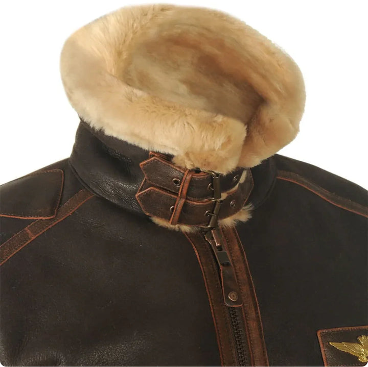 Carl Lederjacke mit Vintage-Look und Reißverschluss