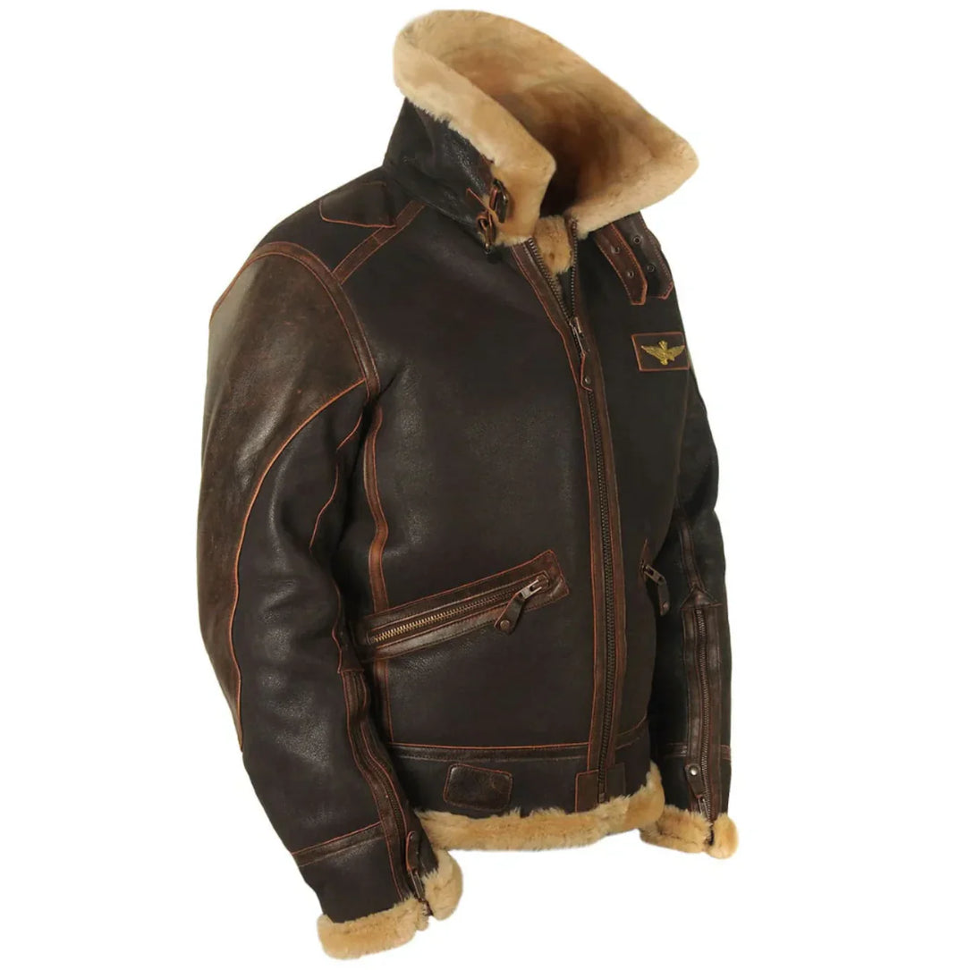 Carl Lederjacke mit Vintage-Look und Reißverschluss