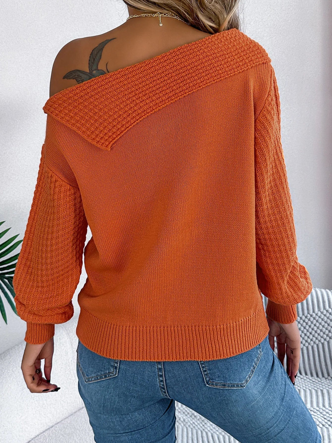 Maya | Schulterfreier Strickpullover im Modernen Stil
