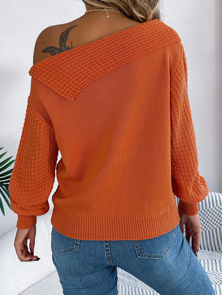 Maya | Schulterfreier Strickpullover im Modernen Stil