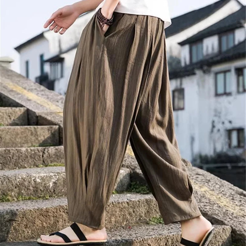 Zen Baggy Leinenhose mit weitem Schnitt für Damen