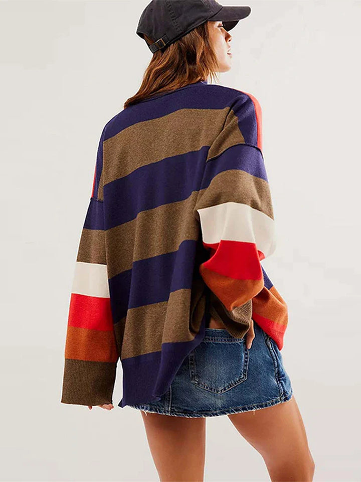 Aldina | Retro gestreifter Pullover mit weichem Kragenrand