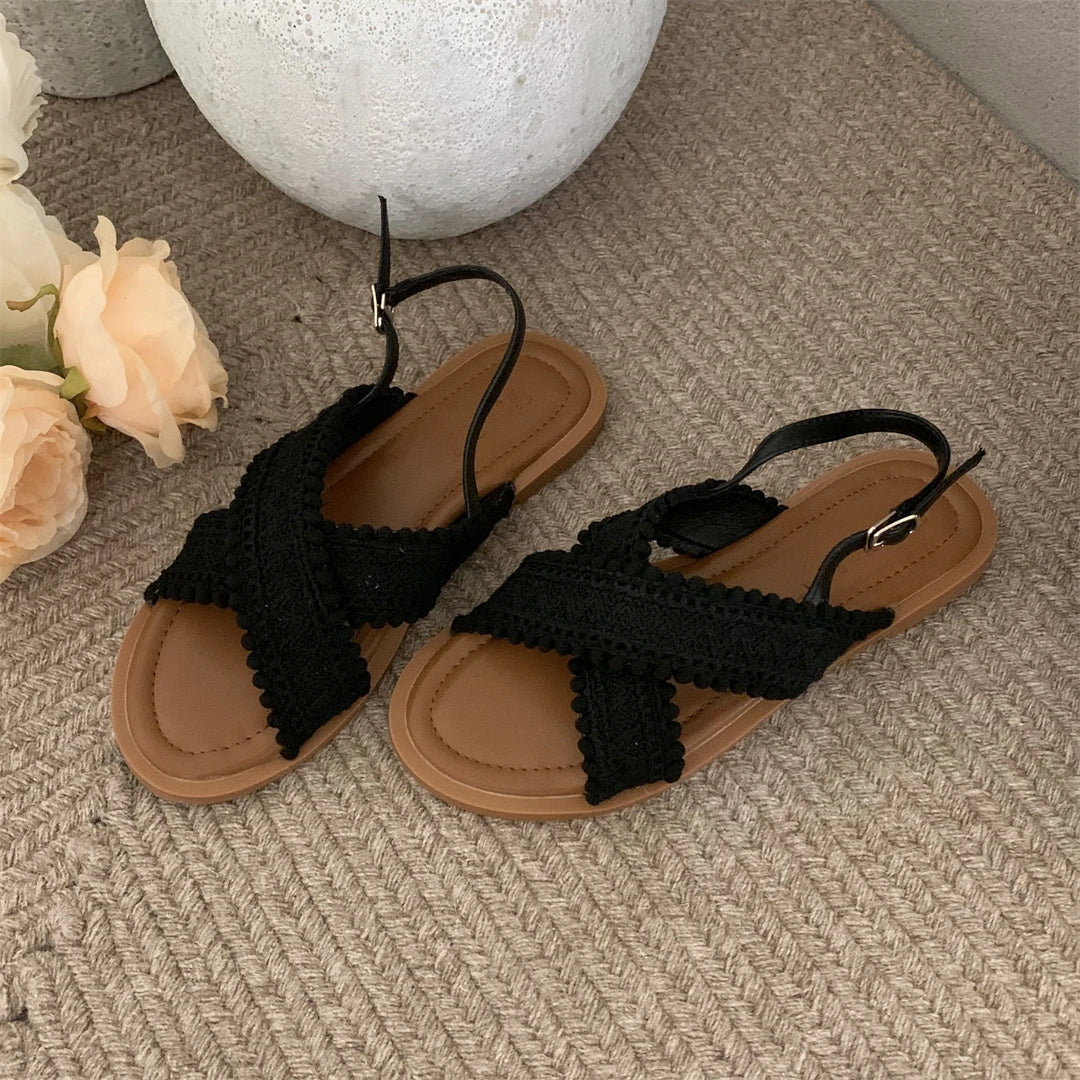 2024 Sommer Sandalen mit gekreuzten Bändern und Komfortsohle