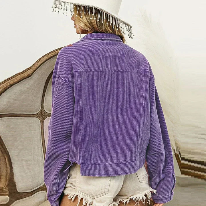 Royal Fleur | Modische abgeschnittene Cordjacke für Damen