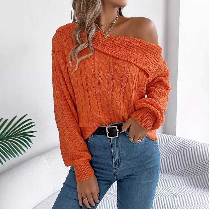 Maya | Schulterfreier Strickpullover im Modernen Stil