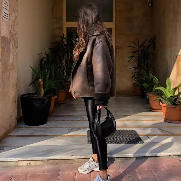 Sofia | Trendige Lederjacke mit lässigem Schnitt