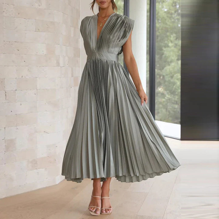 Hedwig | Ärmelloses Faltenkleid mit Reißverschluss für stilvolle Damen