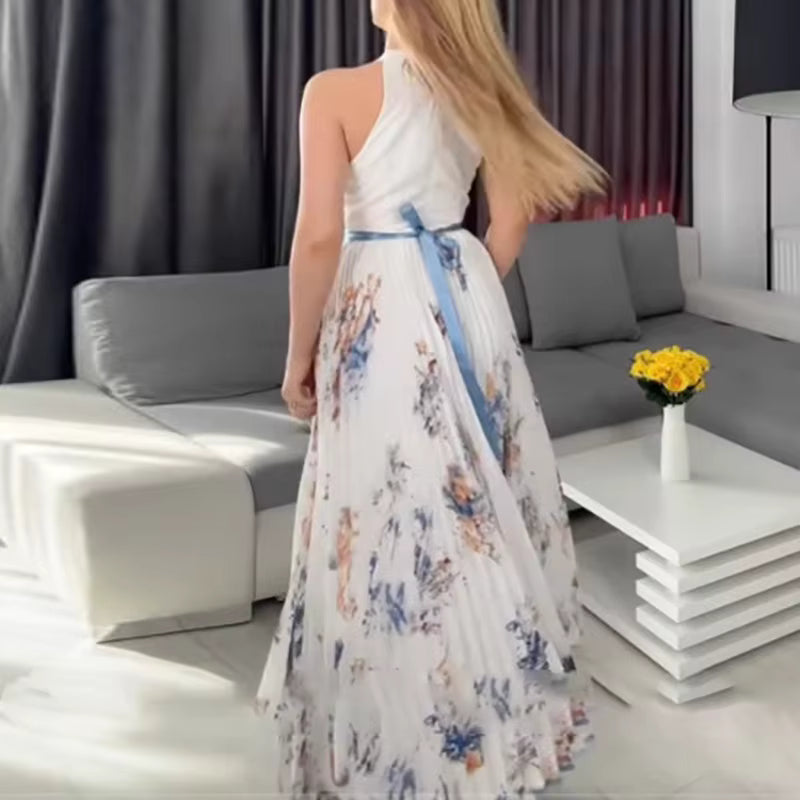 Mia | Damen Maxikleid elegant plissiert und chic