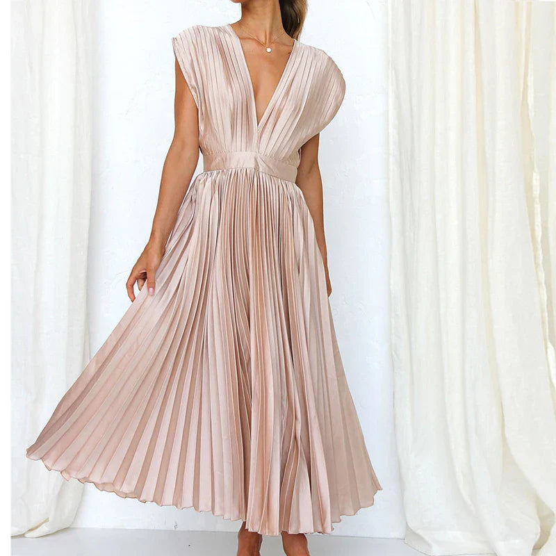 Hedwig | Ärmelloses Faltenkleid mit Reißverschluss für stilvolle Damen