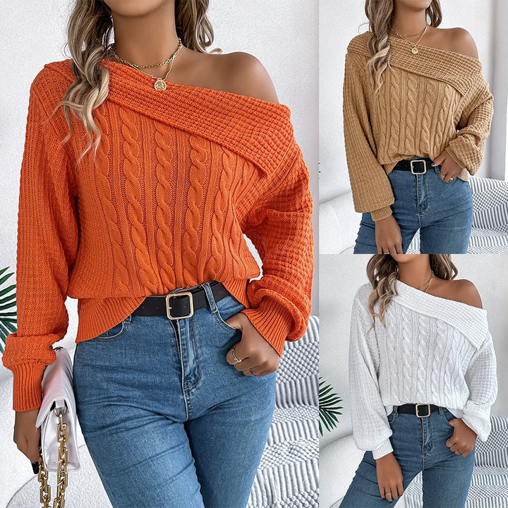 Maya | Schulterfreier Strickpullover im Modernen Stil
