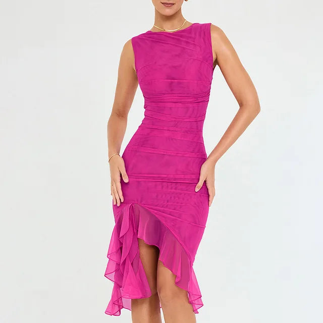ROZZ | Midi-Kleid mit zarten Rüschen-Details