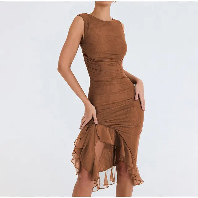 ROZZ | Midi-Kleid mit zarten Rüschen-Details