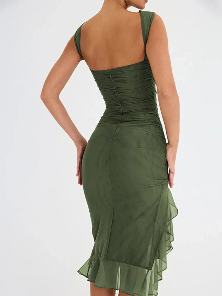 ROZZ | Midi-Kleid mit zarten Rüschen-Details