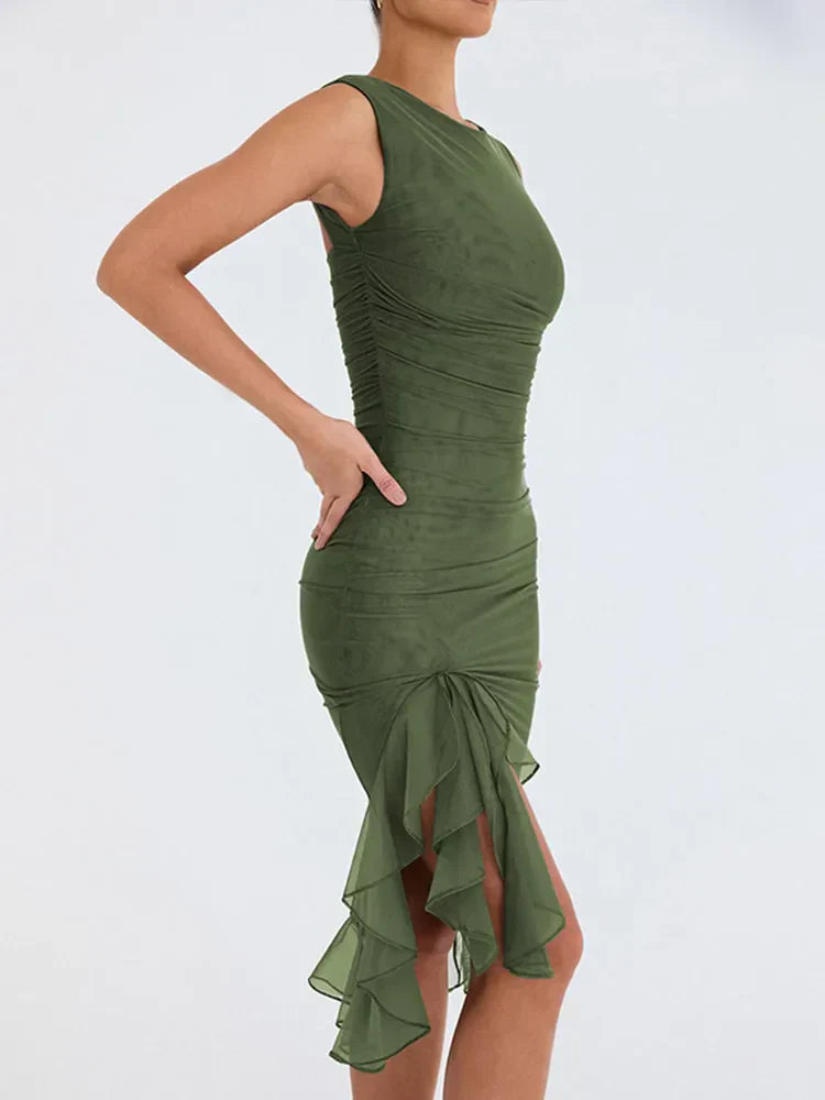 ROZZ | Midi-Kleid mit zarten Rüschen-Details