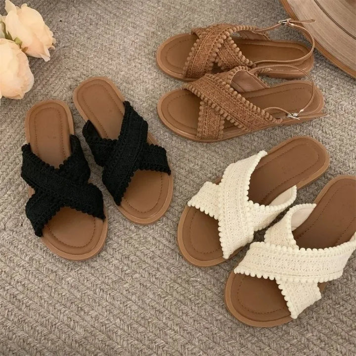 2024 Sommer Sandalen mit gekreuzten Bändern und Komfortsohle