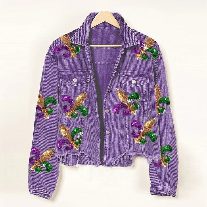 Royal Fleur | Modische abgeschnittene Cordjacke für Damen
