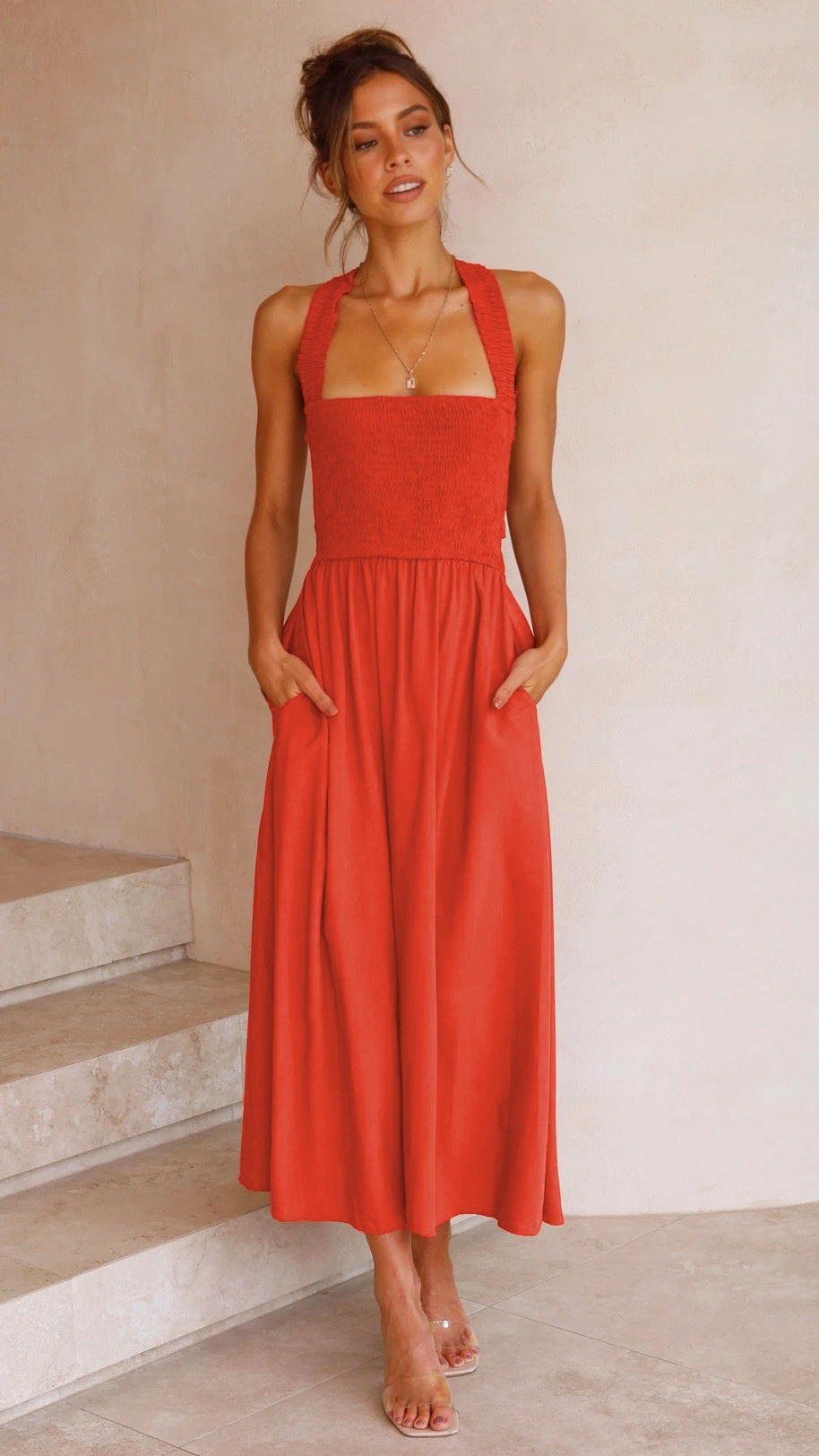 Leda | Elegantes Maxikleid mit fließendem Schnitt