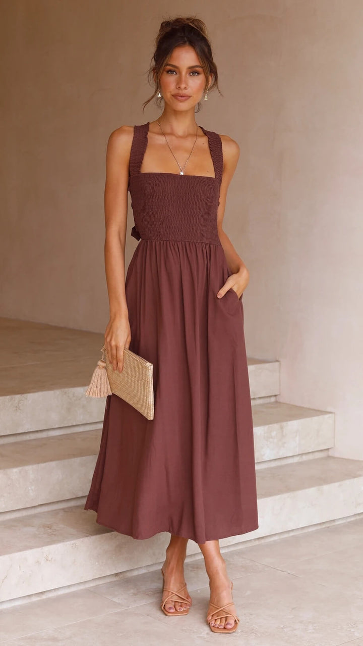 Leda | Elegantes Maxikleid mit fließendem Schnitt