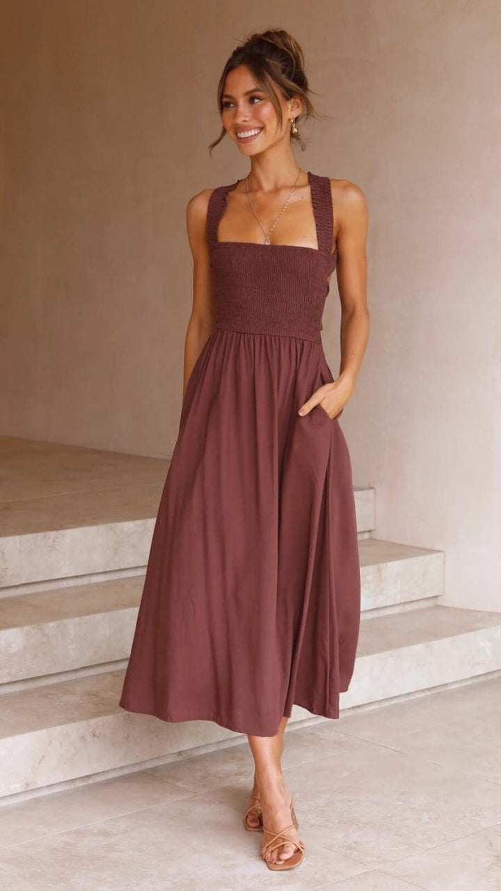 Leda | Elegantes Maxikleid mit fließendem Schnitt