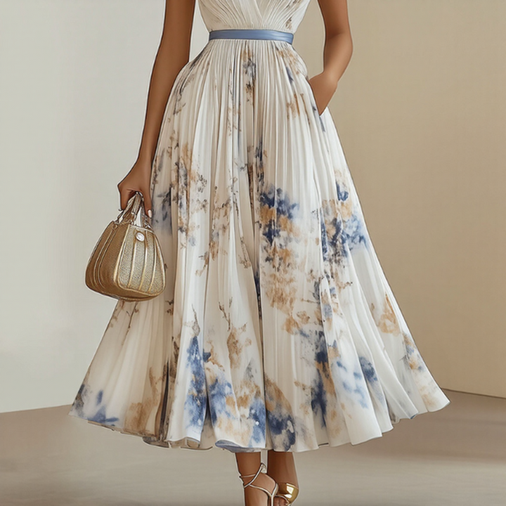 Mia | Damen Maxikleid elegant plissiert und chic