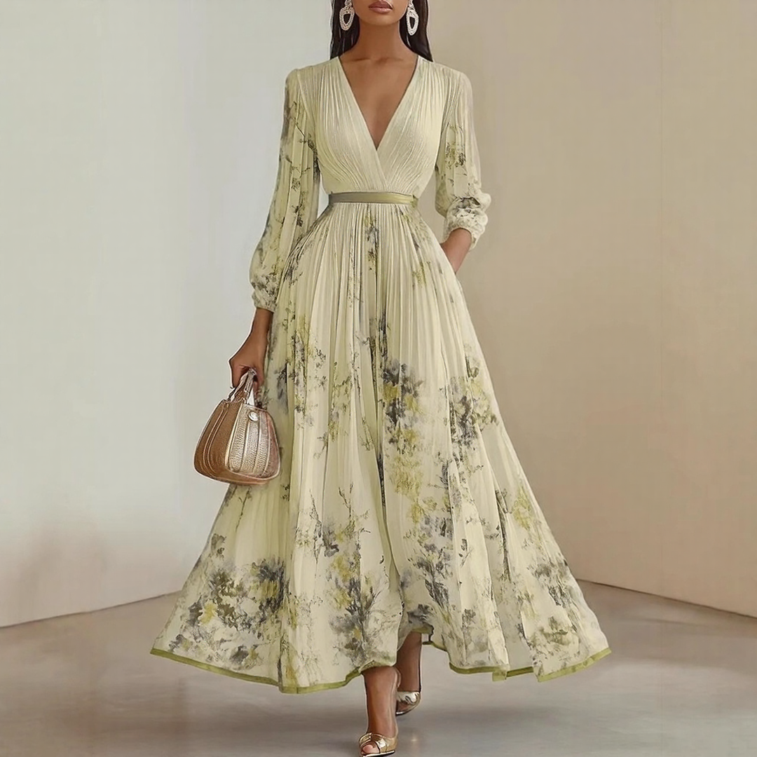 Mia | Damen Maxikleid elegant plissiert und chic