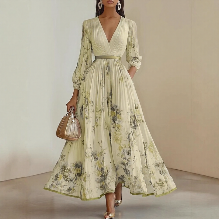 Mia | Damen Maxikleid elegant plissiert und chic