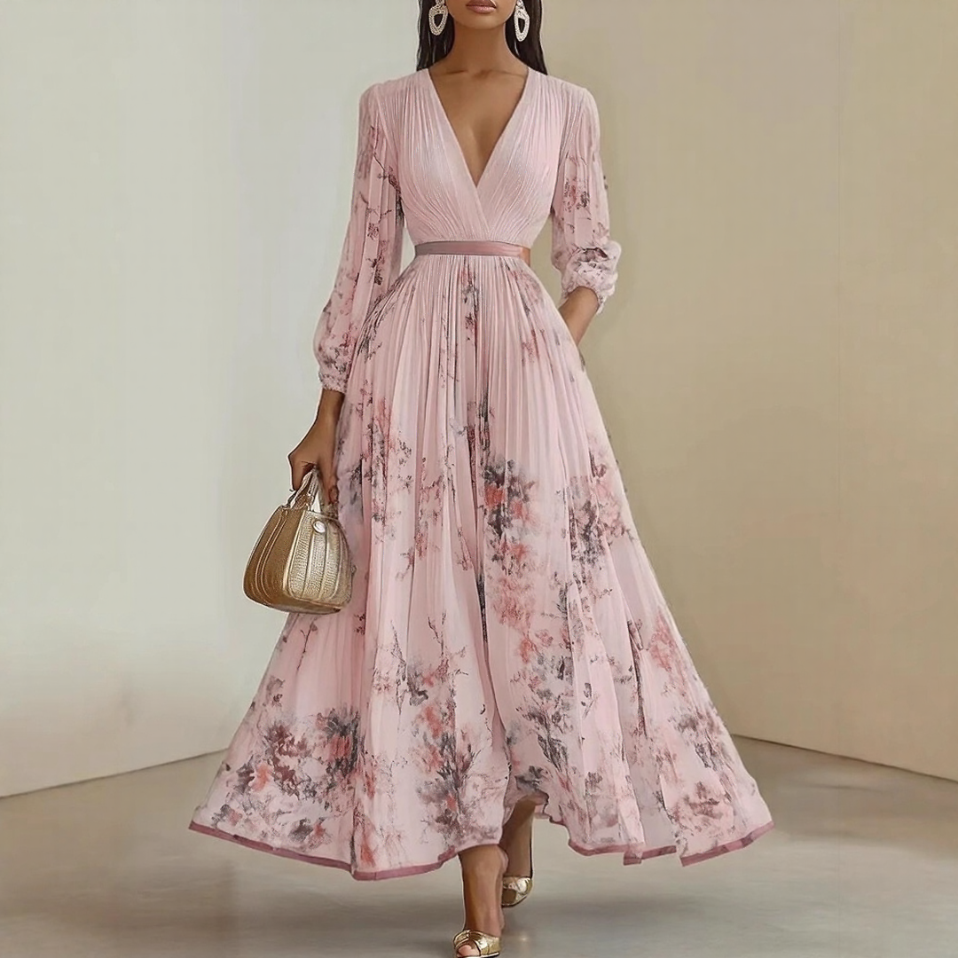 Mia | Damen Maxikleid elegant plissiert und chic