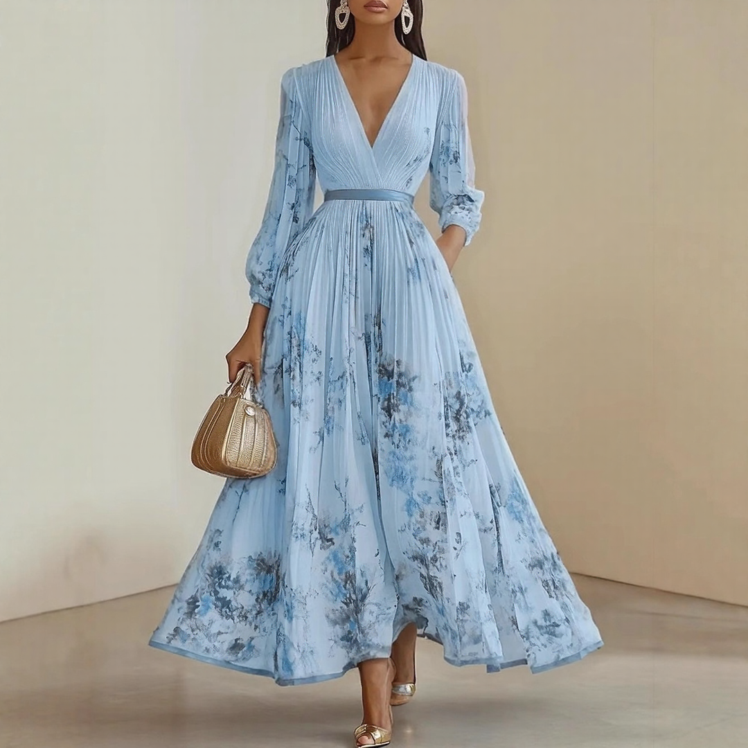 Mia | Damen Maxikleid elegant plissiert und chic