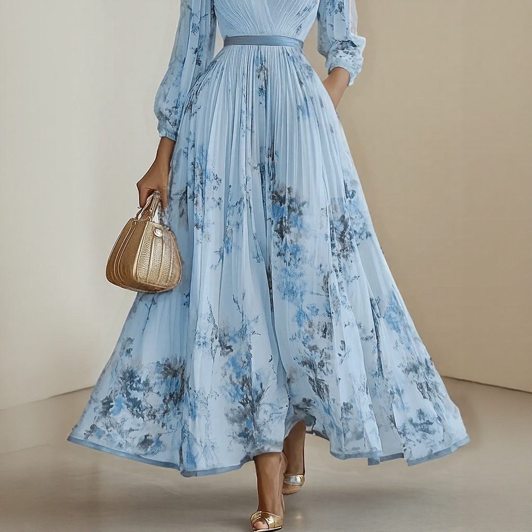 Mia | Damen Maxikleid elegant plissiert und chic