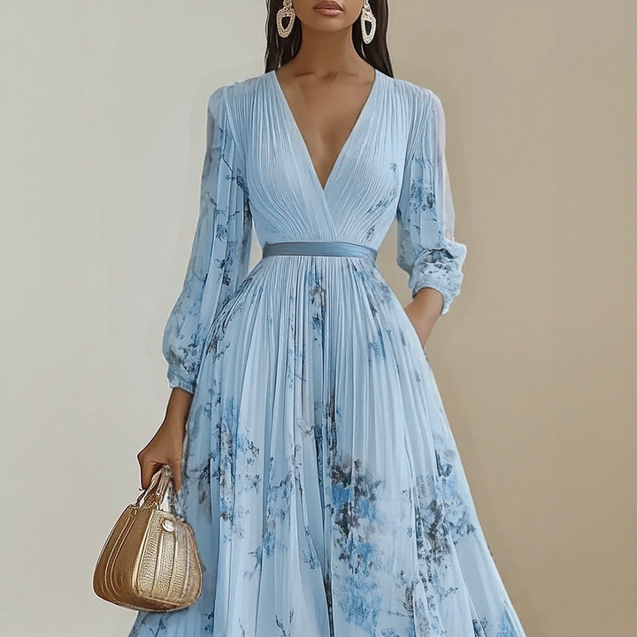 Mia | Damen Maxikleid elegant plissiert und chic