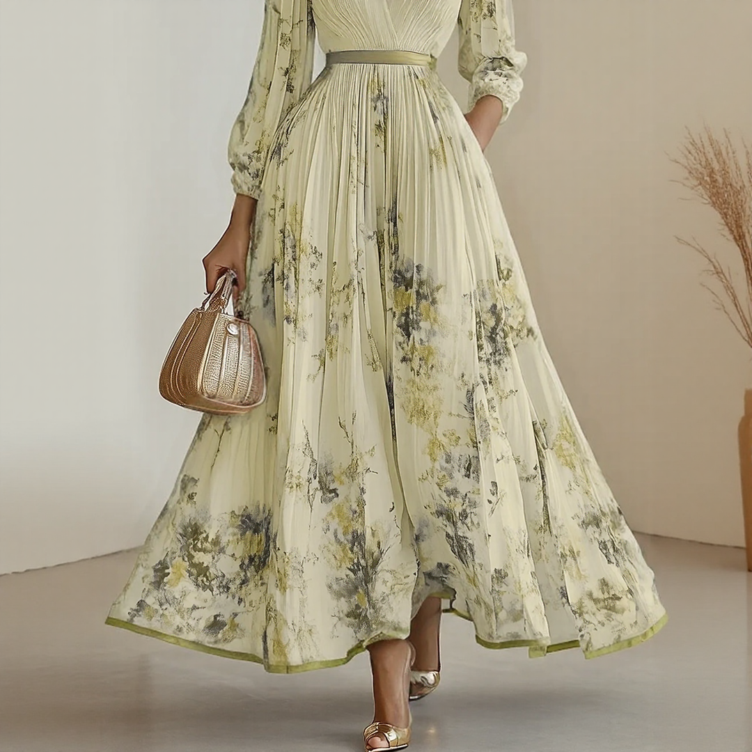 Mia | Damen Maxikleid elegant plissiert und chic